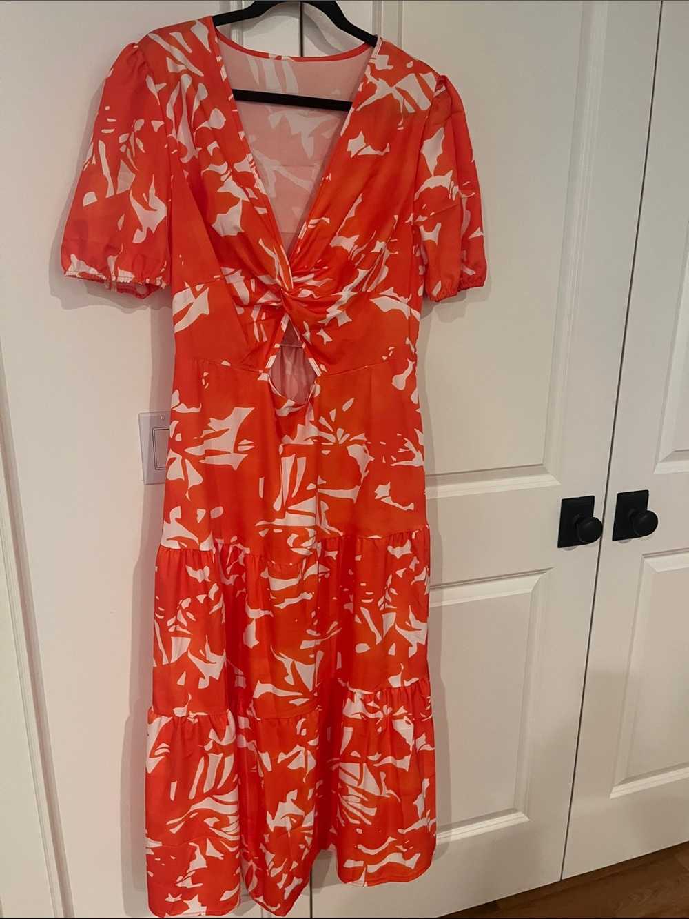 ❤️ 6 for 20 ❤️  SHEIN Orange and White Tie-Front Floral Long Dress